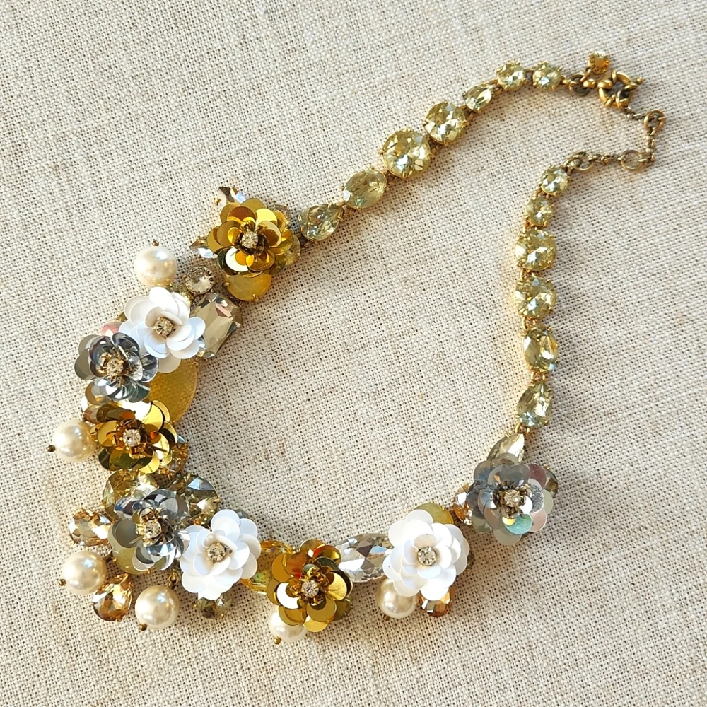 J. Crew Sequin Paillete Blooms in Nuetrals